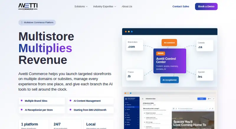 The Avetti Commerce homepage