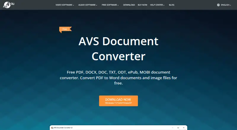 The AVS Document Converter homepage