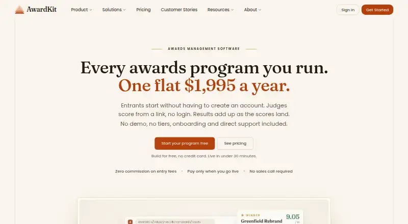 The AwardKit homepage