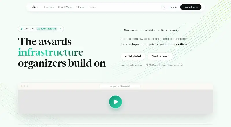 The AwardX homepage