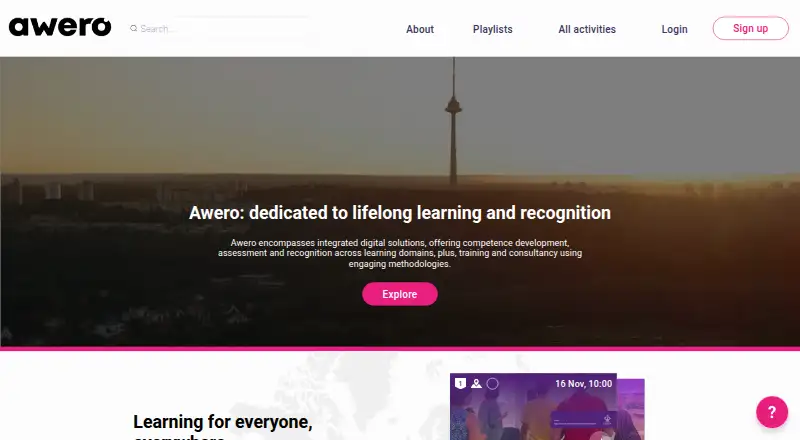 The Awero homepage
