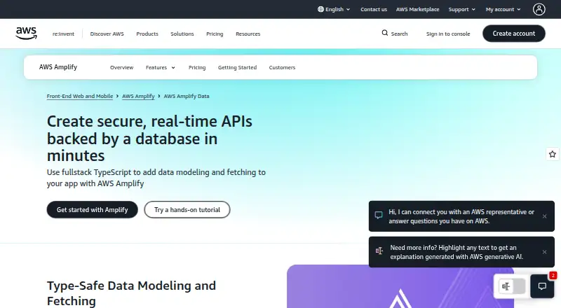 The AWS Amplify DataStore homepage