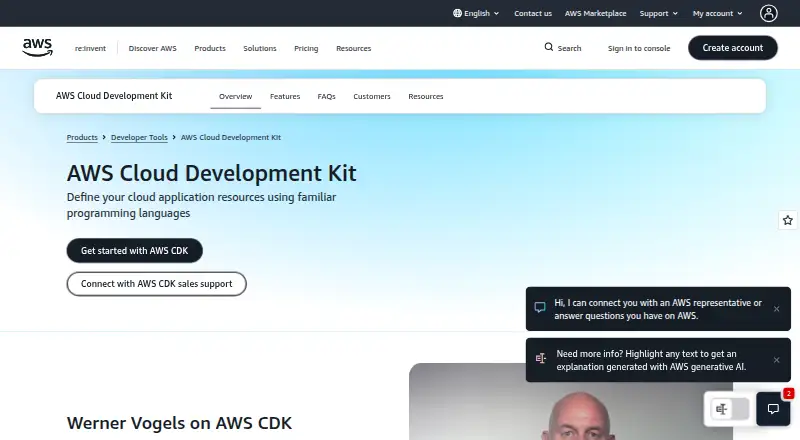 The AWS CDK homepage