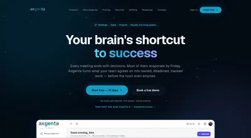 The Axgenta homepage