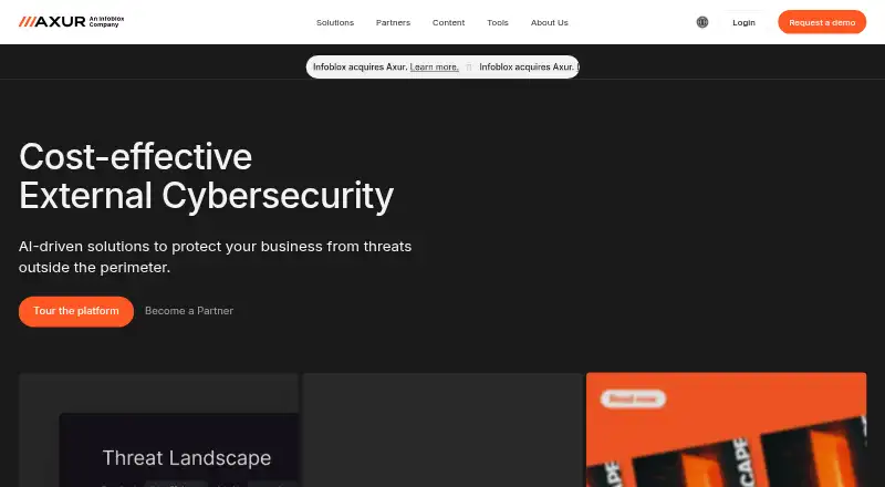 The Axur Platform homepage