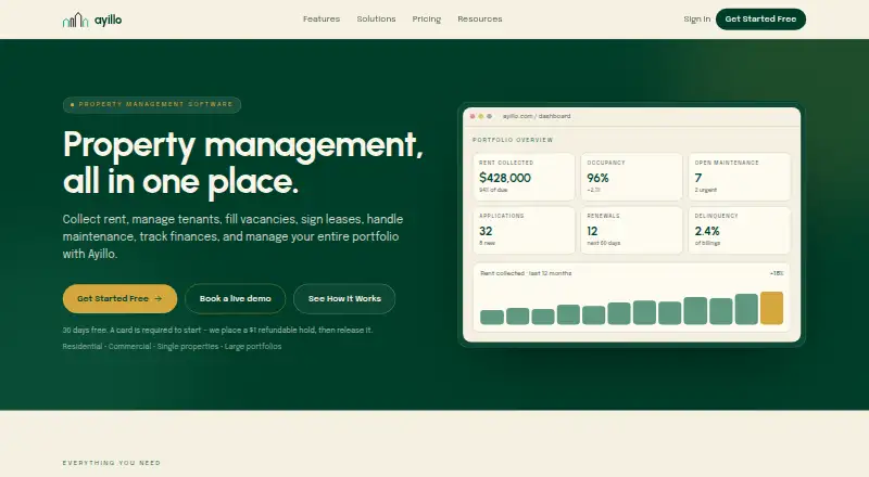 The Ayillo CRM homepage