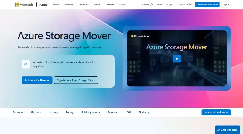 The Azure Storage Mover homepage