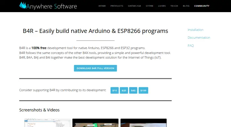The B4R homepage