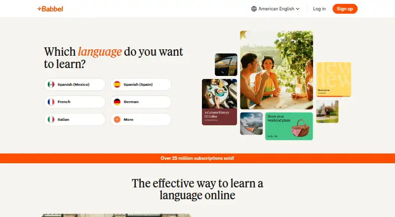 The Babbel homepage