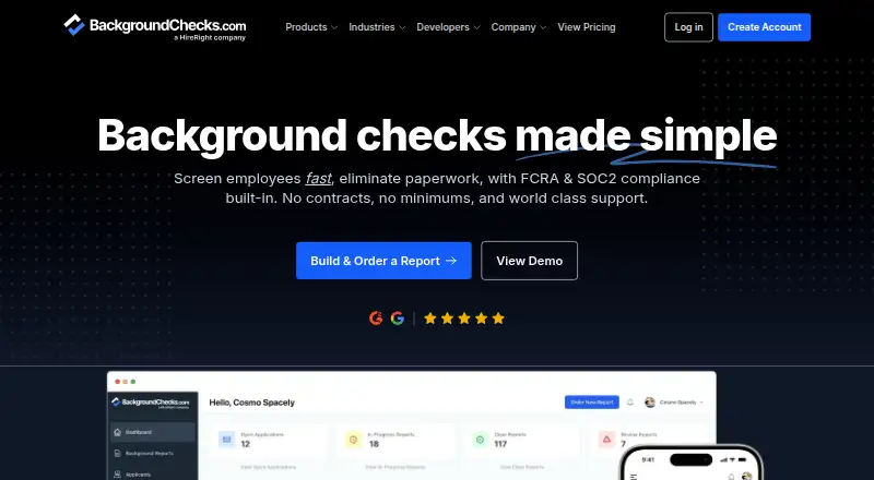 The BackgroundChecks.com homepage