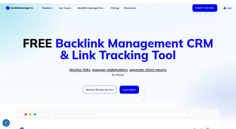 The BacklinkManager homepage
