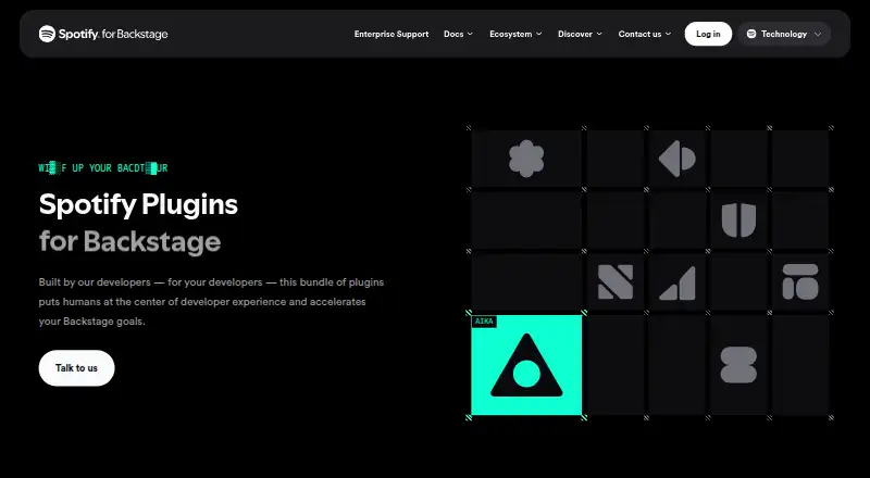 The Spotify Portal for Backstage homepage