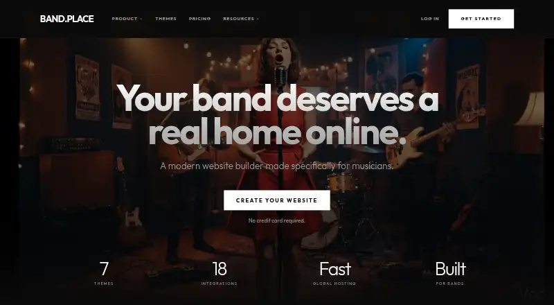 The band.place homepage