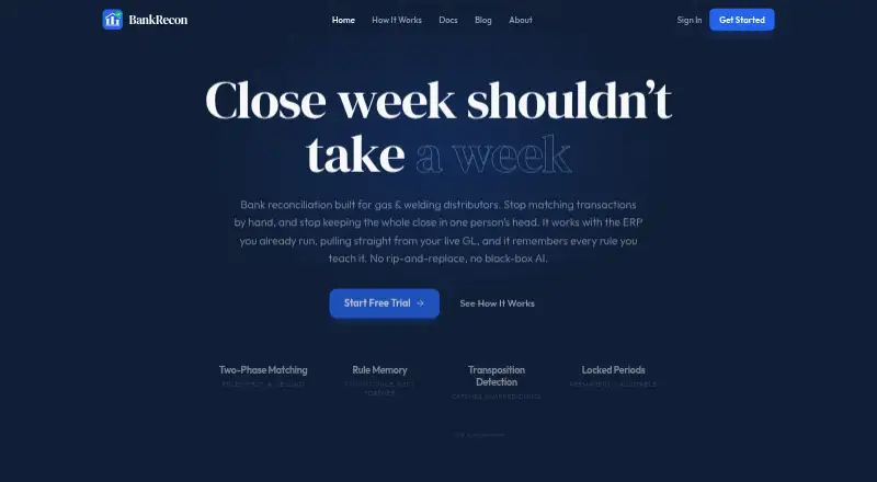 The BankRecon homepage