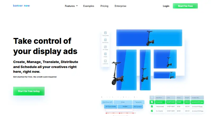 The BannerNow homepage