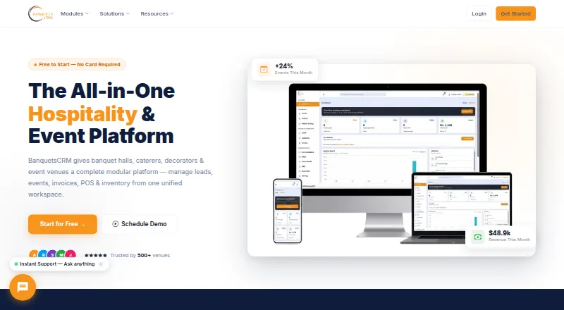 The BanquetsCRM homepage