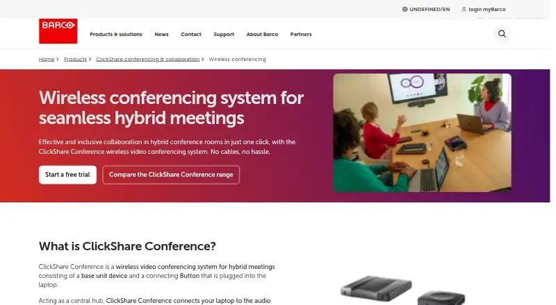 The Barco ClickShare homepage