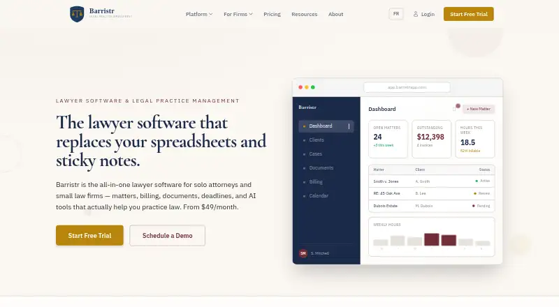 The Barristr homepage