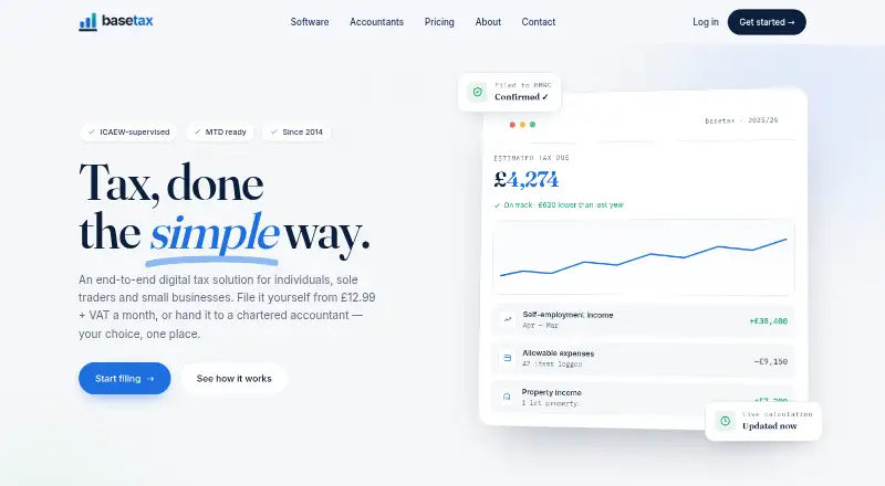 The Basetax homepage