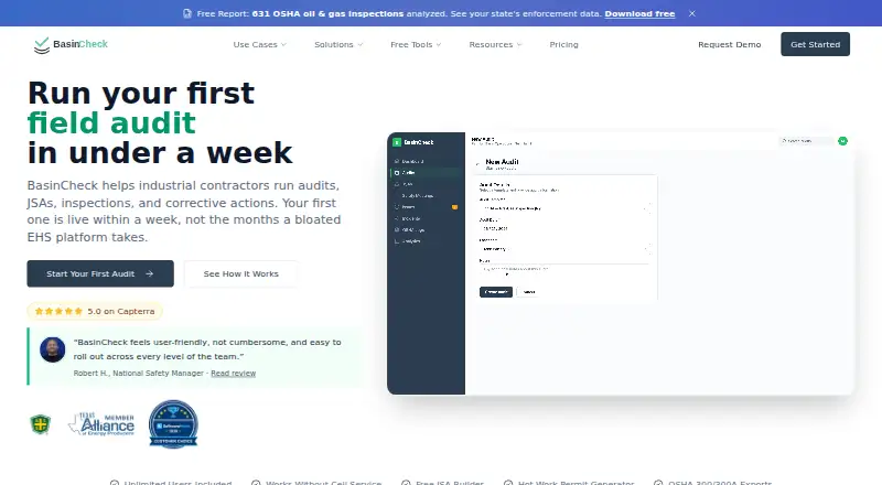 The BasinCheck homepage