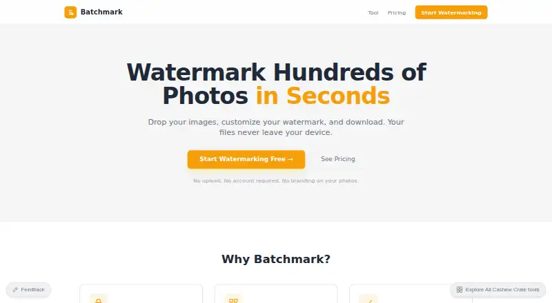 The Batchmark homepage