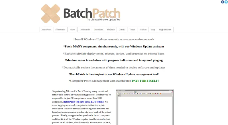 The BatchPatch homepage