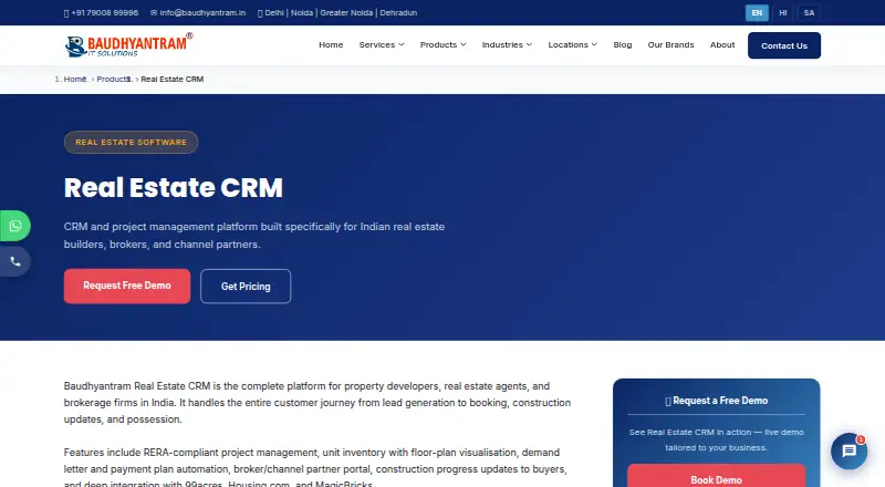 The Baudhyantram Real Estate CRM homepage