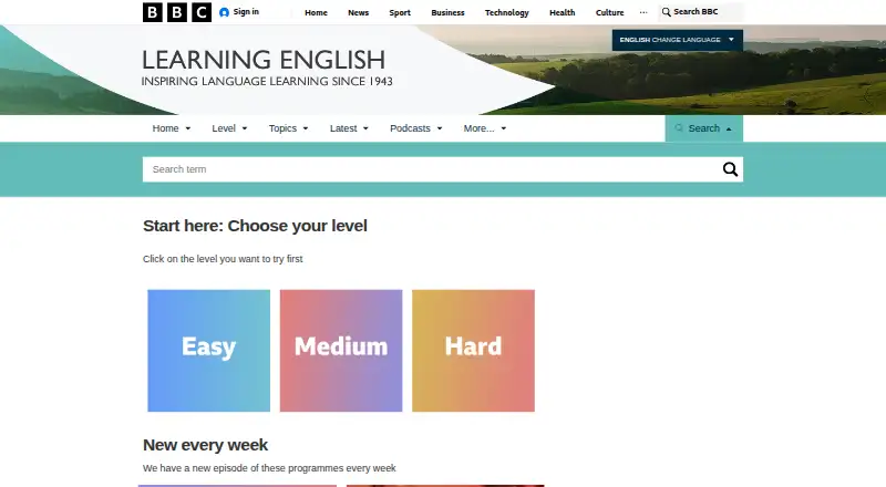 The BBC Learning English homepage