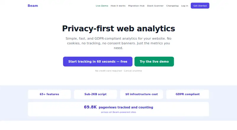 The Beam homepage
