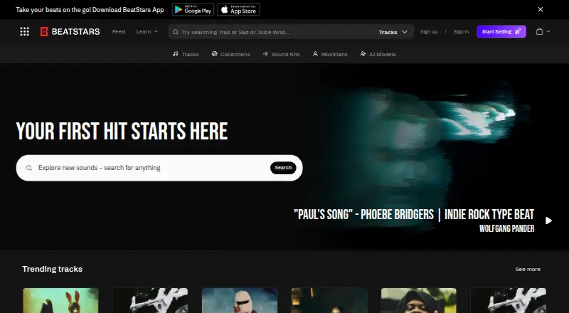 The BeatStars Blaze Player homepage
