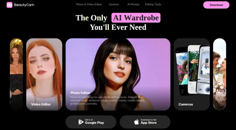 The BeautyCam homepage