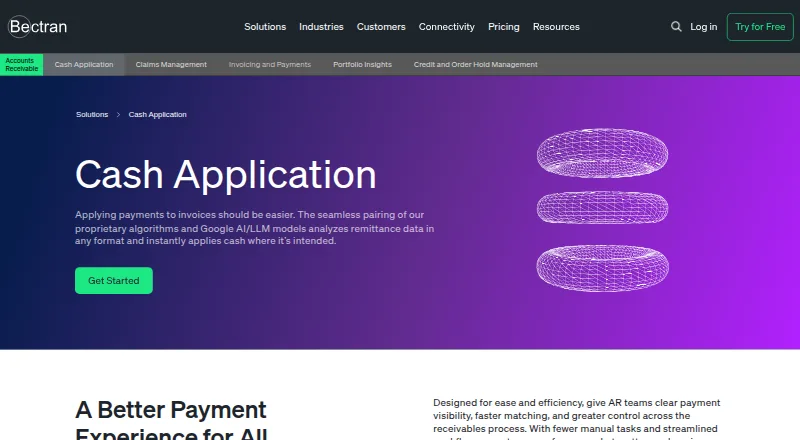 The Bectran Cash Application homepage