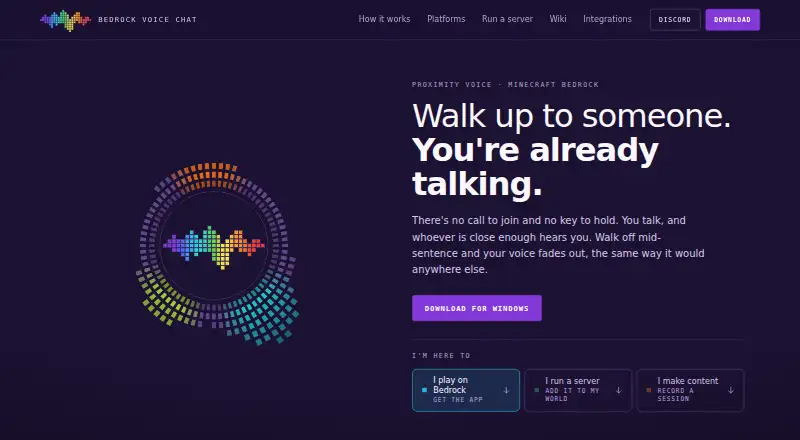 The Bedrock Voice Chat homepage
