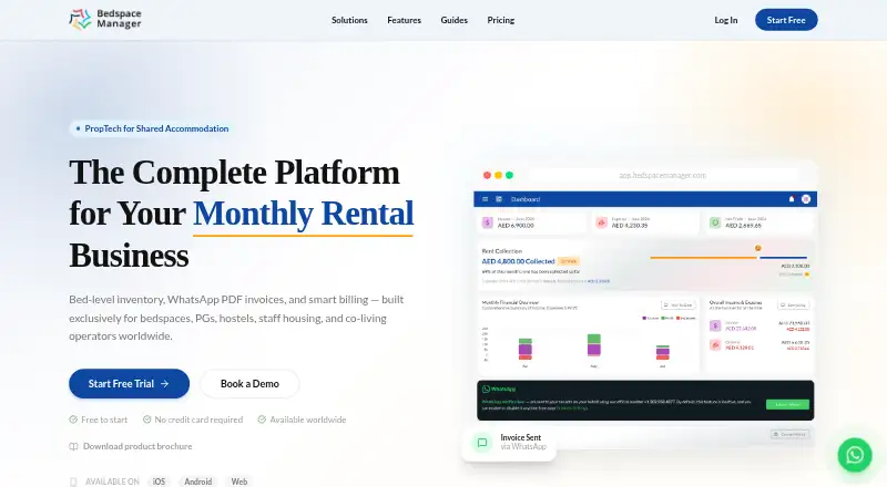 The Bedspace Manager homepage