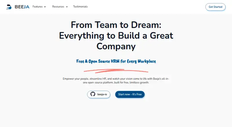 The Beeja homepage