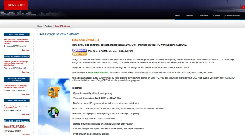 The Easy CAD Viewer homepage