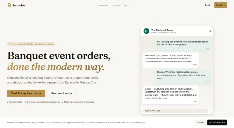The BeoWise homepage