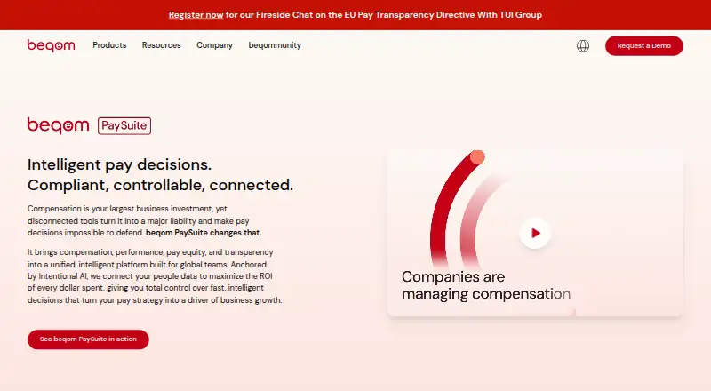 The beqom PaySuite homepage