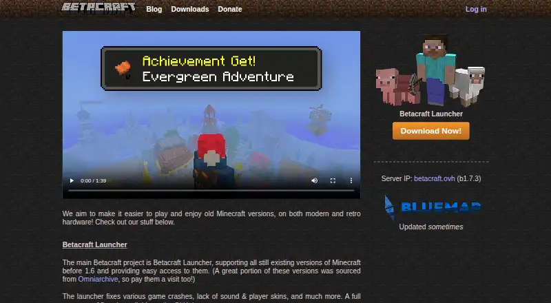 The BetaCraft Launcher homepage
