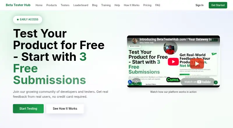 The Beta Tester Hub homepage