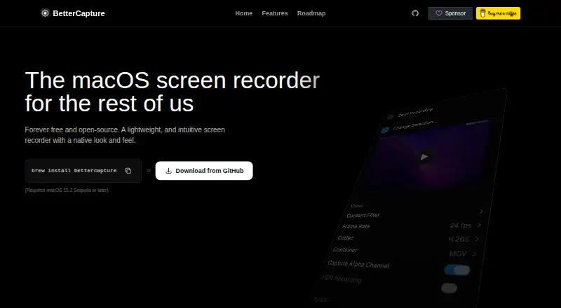 The BetterCapture homepage