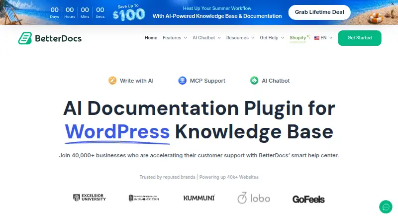 The BetterDocs homepage