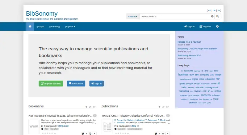 The BibSonomy homepage
