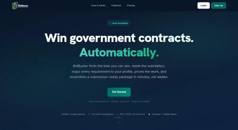 The BidBuster homepage
