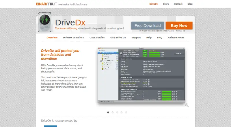 The DriveDx homepage