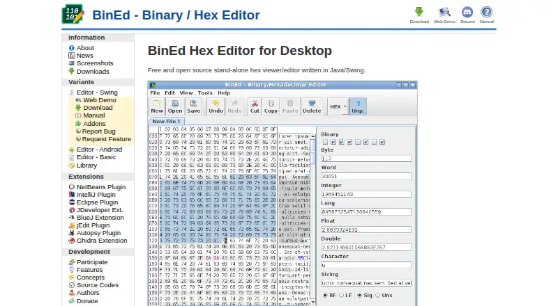 The BinEd homepage