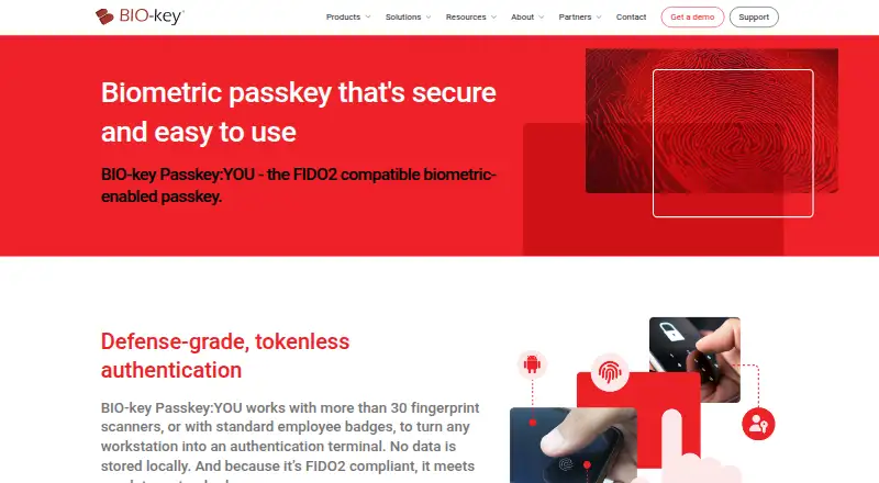 The BIO-key Passkey:YOU homepage