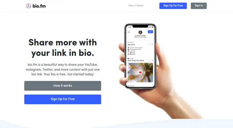 The bio.fm homepage