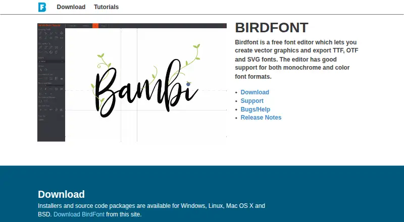 The Birdfont homepage