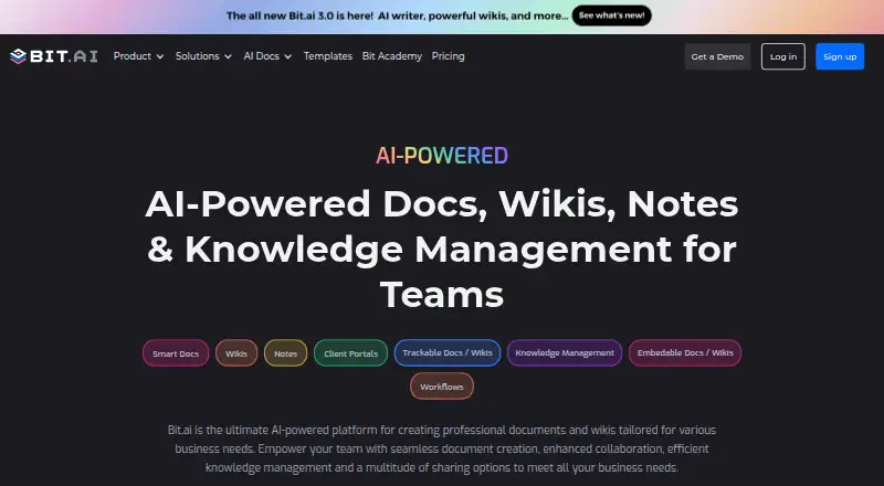 The Bit.ai homepage